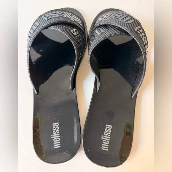 Melissa Black Slide Sandals | Chic Minimalist Summer Slides | Slightly Wide Fit - Picture 3 of 7